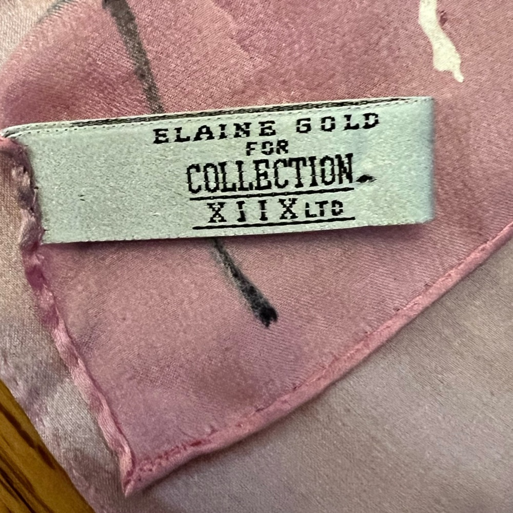 Vintage Elaine Gold for Collection XIIX Pink Ombré Floral Print Silk Scarf - Picture 6 of 6